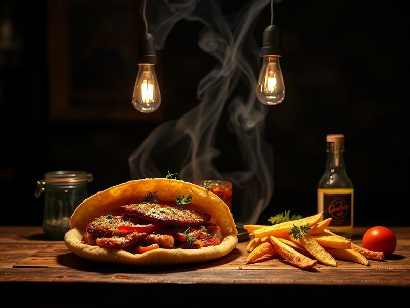 Une vue intérieure chaleureuse de Pita Q, mettant en avant l'ambiance conviviale et la préparation des pita à Tanger.