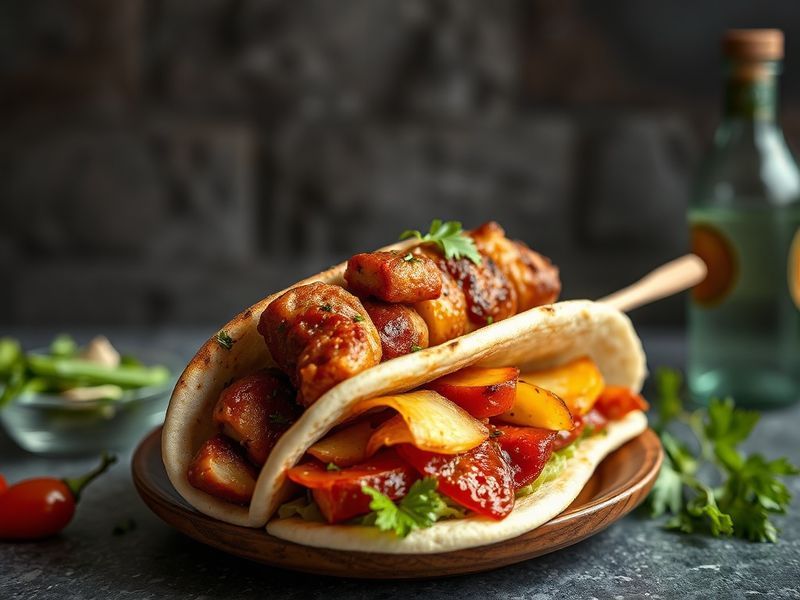 Assemblage d'un pita kebab savoureux, mettant en avant la fraîcheur des ingrédients chez Pita Q.